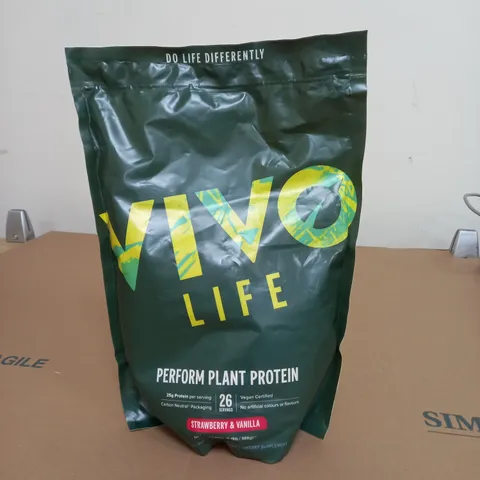 VIVO LIFE PERFORM PLANT PROTEIN POWDER STRAWBERRY AND VANILLA FLAVOUR 988G