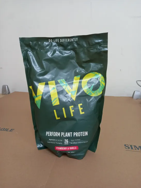 VIVO LIFE PERFORM PLANT PROTEIN POWDER STRAWBERRY AND VANILLA FLAVOUR 988G