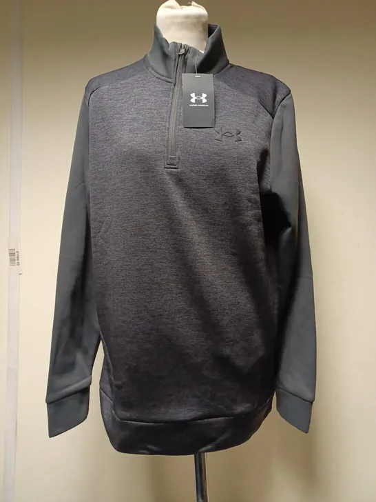 MEN'S ARMOUR FLEECE TWIST ¼ ZIP JET GRAY / BLACK S - UNDER ARMOUR