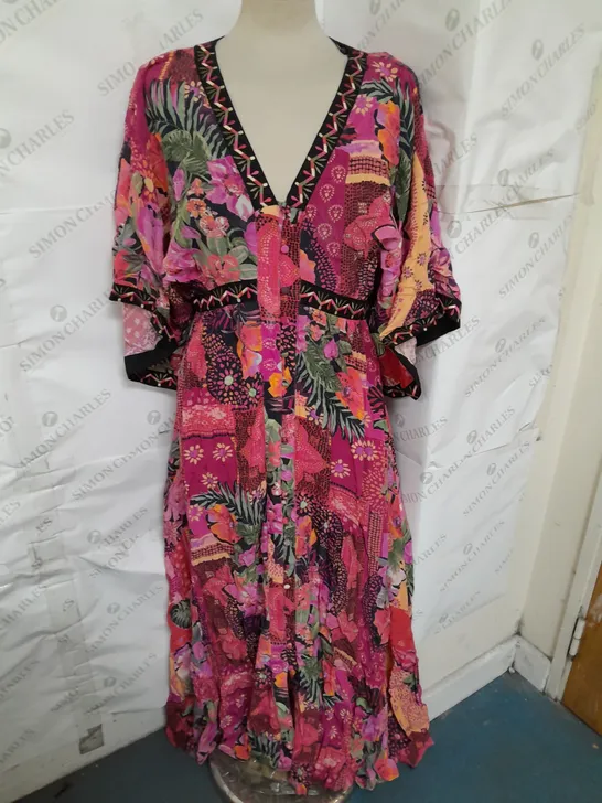 MONSOON ANASTASIA DRESS PINK MULTI SIZE 10