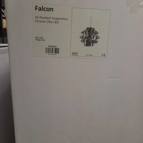 BRAND NEW DAR FALCON 1 LIGHT PENDANT SUSPENSION CHROME 35W LED