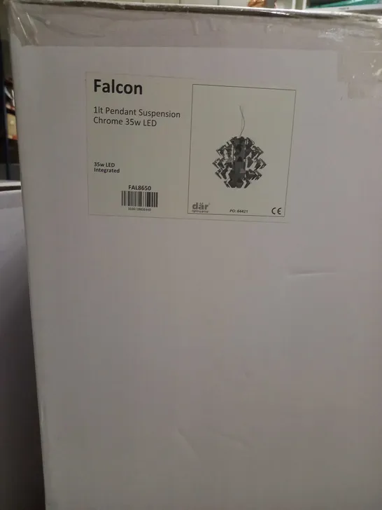 BRAND NEW DAR FALCON 1 LIGHT PENDANT SUSPENSION CHROME 35W LED