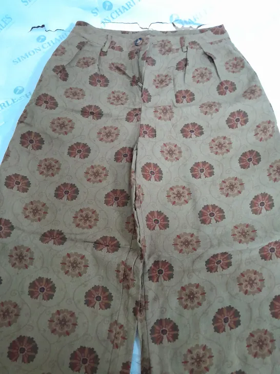 CIDER FLORAL KHAKI TROUSERS - MEDIUM