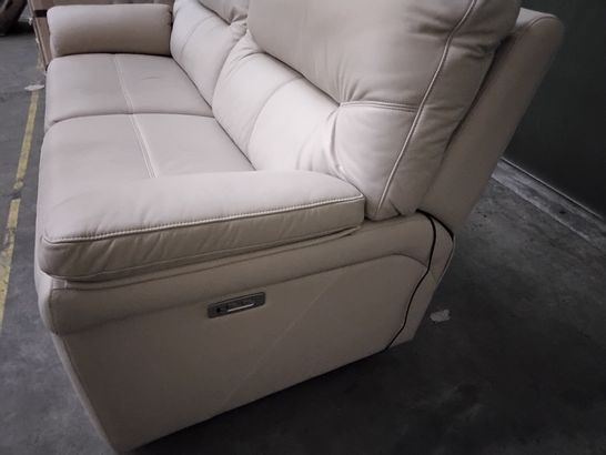 QUALITY G PLAN SEATTLE  STONE LEATHER THREE SEATER DOUBLE POWER RECLINING SOFA
