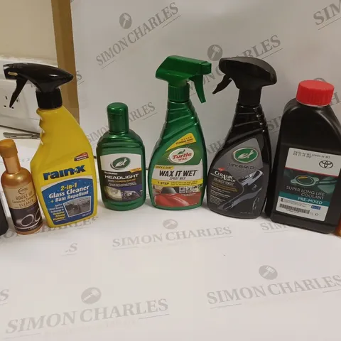 8 ASSORTED ITEMS TO INCLUDE: ARMORALL WASH&WAX, SUPER LONG LIFE COOLANT, GLASS CLEANER ETC - COLLECTION ONLY 