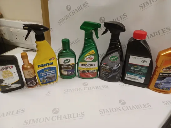 8 ASSORTED ITEMS TO INCLUDE: ARMORALL WASH&WAX, SUPER LONG LIFE COOLANT, GLASS CLEANER ETC - COLLECTION ONLY 