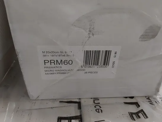 PALLET TO CONTAIN APPROX 96 X PACKS OF JOHNSON TILES PRISMATICS MICRO MAGNOLIA/REDWOOD GLAZED WALL TILES - 25 TILES PER PACK // TILE SIZE: 197 X 197 X 6.5mm