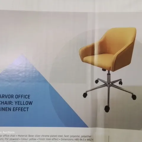 BOXED ARVOR OFFICE CHAIR YELLOW LINEN EFFECT