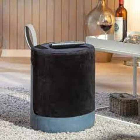 BRAND NEW & BOXED OSANE FABRIC OTTOMAN STOOL IN BLACK (1 BOX)