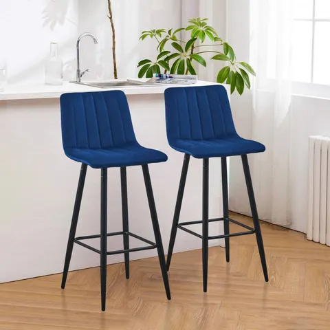BOXED SET OF 2 CUMMER BAR STOOLS IN BLUE