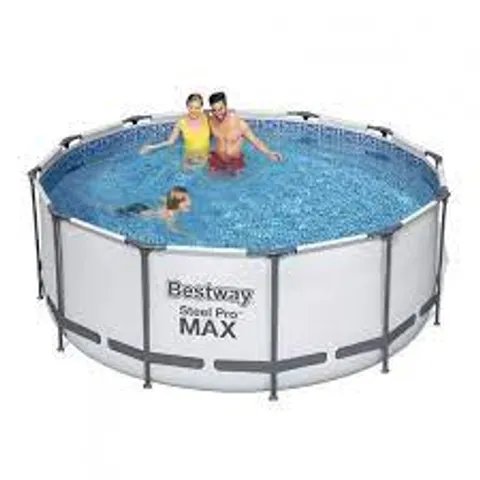 BOXED BESTWAY 56420 ABOVE GROUND SWIMMING POOL ROUND STEEL PRO MAX (366X122CM)