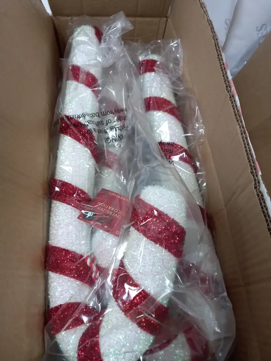 BOX OF 6 CANDY CANE PLUSH TOYS - CHRISTMAS DECOR