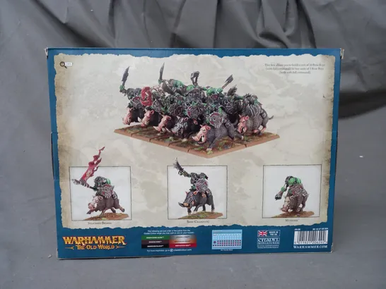 BOXED WARHAMMER THE OLD WORLD ORC & GOBLIN TRIBES ORC BOAR BOYZ MOB 10 MINIATURE SET