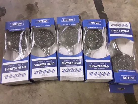 LOT OF 5 BOXED TRITAN 5-SPRAY SHOWER HEADS