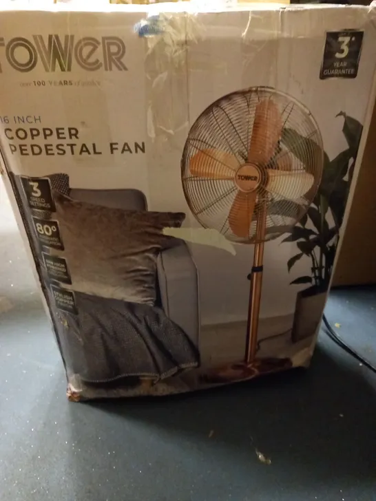 COPPER TOWER T643000B CAVALETTO 16” METAL PEDESTAL FAN WITH 3 SPEED SETTINGS