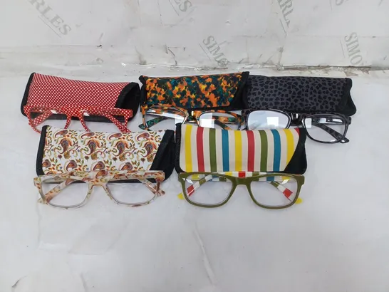 LOT OF 5 PAIRS OF SPECTACLES. VERY COLOURFUL