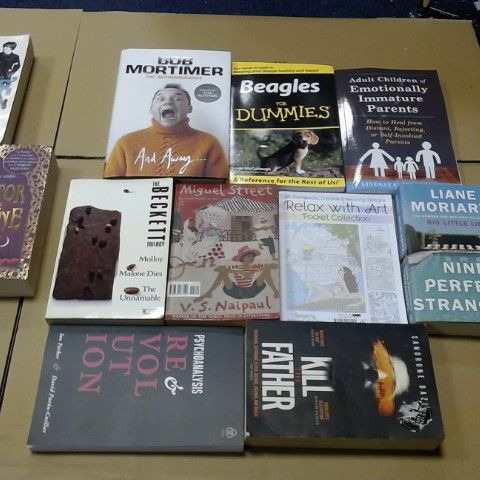 LOT OF ASSORTED BOOKS TO INCLUDE BEAGLE FOR DUMMIES, BOB MORTIMER AND THE BECKETT TRILOGY