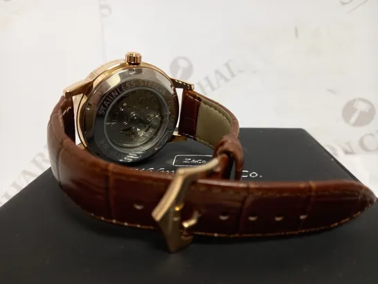 ZIHLMANN & CO SKELETON LEATHER STRAP WATCH