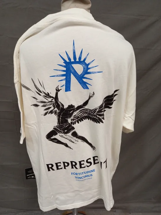 REPRESENT ICARUS T-SHIRT IN FLAT WHITE - LARGE