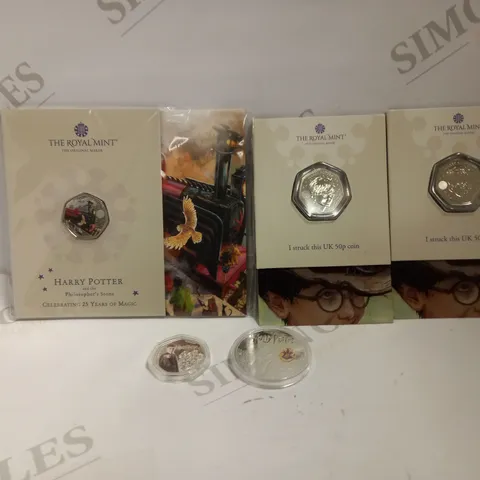 LOT TO CONTAIN 5 X HARRY POTTER DECORATIVE COINS 