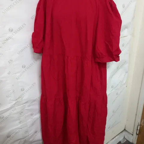 NOBODY'S CHILD ROCHELLE CREW NECK TIERED MIDI DRESS IN RED SIZE 24