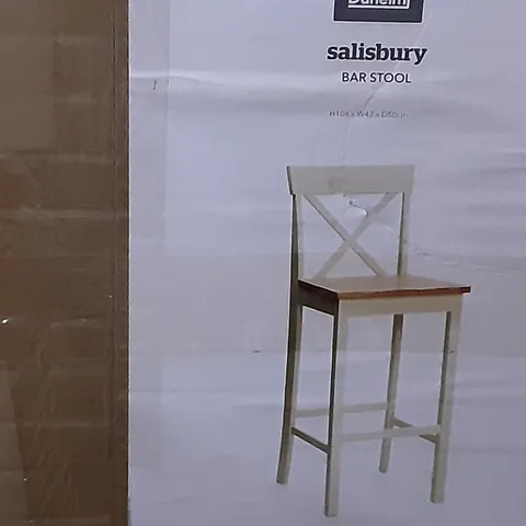 BOXED SALISBURY BAR STOOL IN CREAM - H104 X W42 X D50 CM 