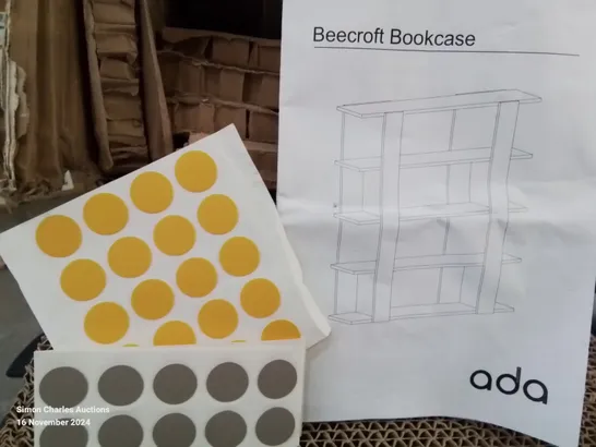 BOXED BEECROFT BOOKCASE IN YELLOW AND GREY