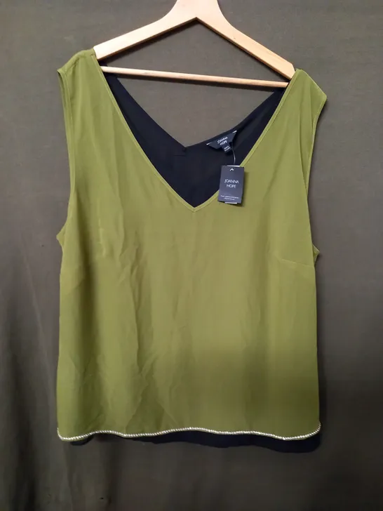 JOANNE HOPE V-NECK GREEN LAYERED BLOUSE - UK 26