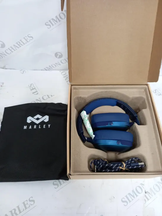 MARLEY POSITIVE VIBRATION XL BLUETOOTH HEADPHONES IN BLUE 