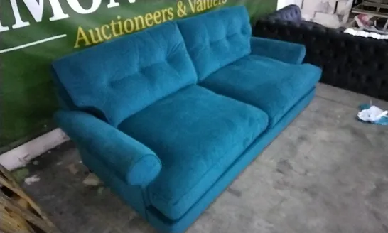 QUALITY BRITISH DESIGNED & MANUFACTURED G PLAN TURQUOISE PLUSH VELVET 3 SEATER SOFA