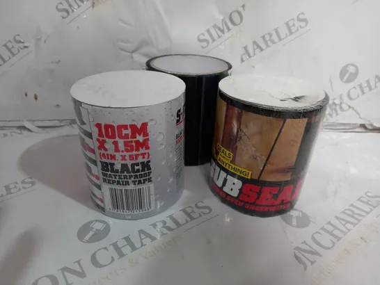 3 PIECE SFIXX SUB SEAL BLACK WATERPROOF REPAIR TAPE 10CM X 1.5M