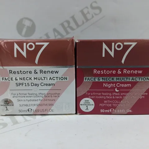 BOX OF 2 NO7 RESTORE & RENEW PRODUCTS TO INCLUDE DAY CREAM & NIGHT CREAM 