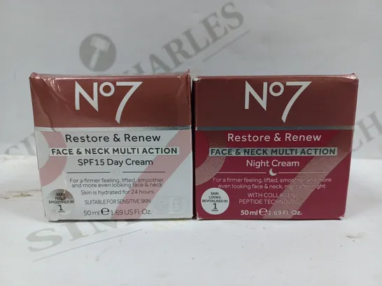 BOX OF 2 NO7 RESTORE & RENEW PRODUCTS TO INCLUDE DAY CREAM & NIGHT CREAM 