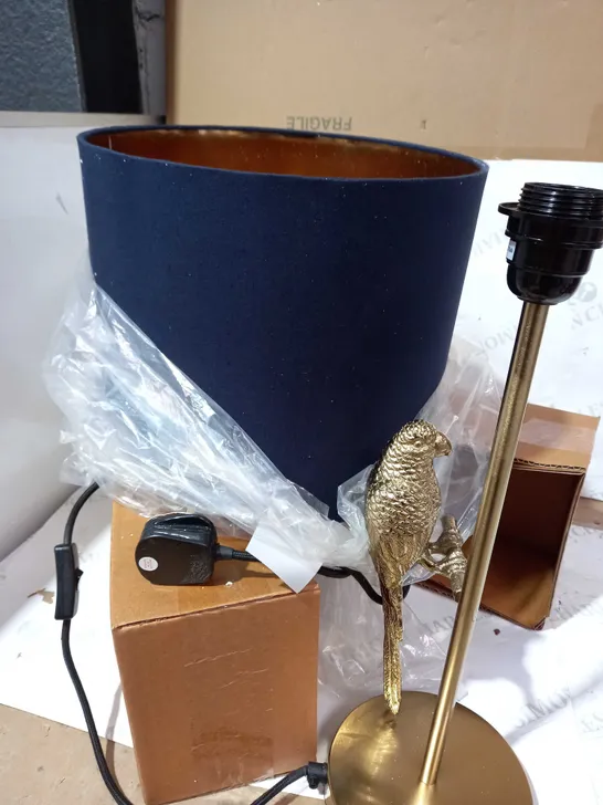 ALISON CORK PARROT TABLE LAMP - GOLD 