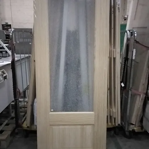 1981MM X 762MM (CRACKED GLASS) 2 PANNEL CLEAR PINE GLAZED INTERNAL DOOR