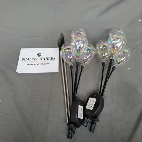 BOXED GARDEN REFLECTIONS SET OF 2 SOLAR LED IRIDESCENT BALLOON CLUSTER STAKE LIGHTS