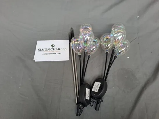 BOXED GARDEN REFLECTIONS SET OF 2 SOLAR LED IRIDESCENT BALLOON CLUSTER STAKE LIGHTS