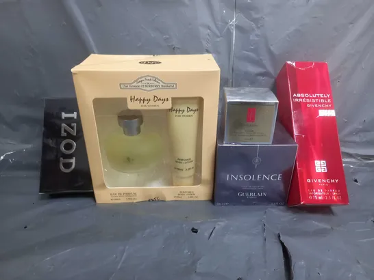 BOX OF APPROXIMATELY 10 ASSORTED HEALTH & BEAUTY ITEMS TO INCLUDE - GIVENCHY EAU DE PARFUM VAPORISATUR SPRAY , INSOLENCE GUERLAIN EAU DE TOILETTE , ELIZABETH ARDEN CERAMIDE ETC