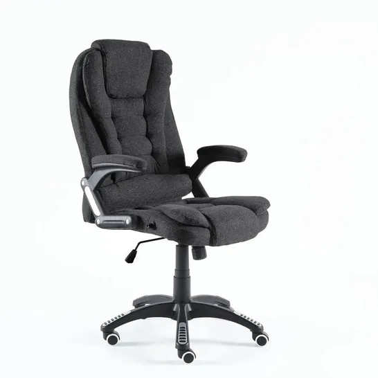 BOXED NEO DARK GREY FABRIC EXECUTIVE RECLINER SWIVEL OFFICE CHAIR - WITH MASSAGE FUNCTION