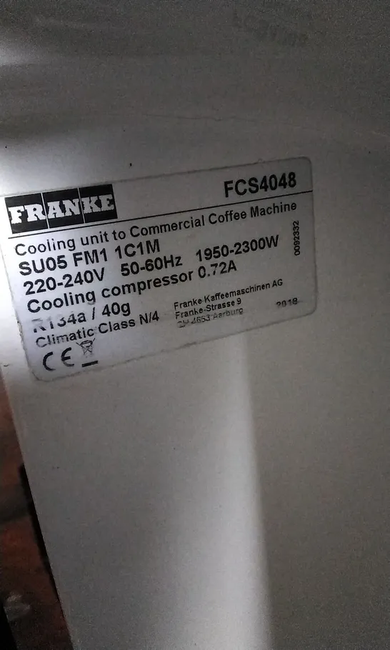 FRANKE FCS4048 COOLING UNIT TO COMMERCIAL COFFEE MACHINE