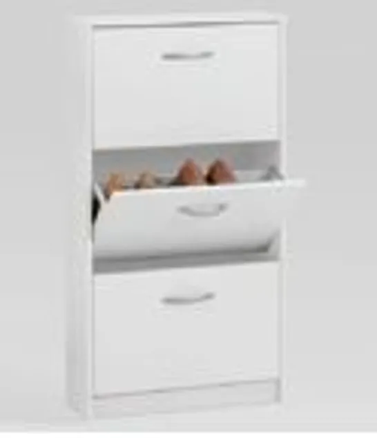 BOXED PLUM TREE SHOE CABINET/STORAGE WITH THREE SHOE COMPARTMENTS MELAMINE SURFACE PROVIDES PROTECTION AGAINST HEAT & SCRATCHES  RRP £79.95