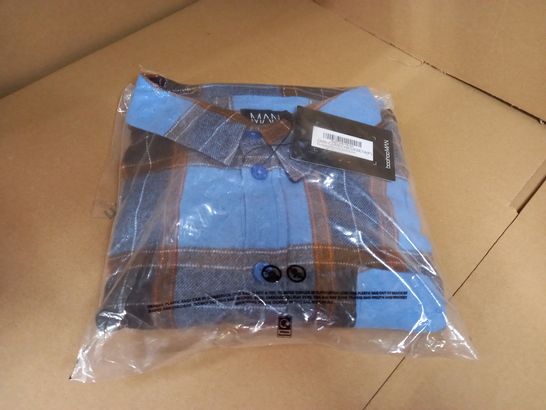 PACKAGED BOOHOO MAN BLUE CHECK SHIRT - XXXL