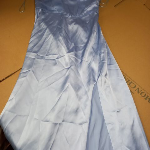 ZARA BLUE SATIN STYLE SLIT OCCASION DRESS - SMALL