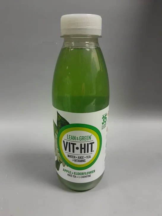 10 X SEALED LEAN & GREEN VIT-HIT DRINKS - 10 X 500ML APPLE & ELDERFLOWER 