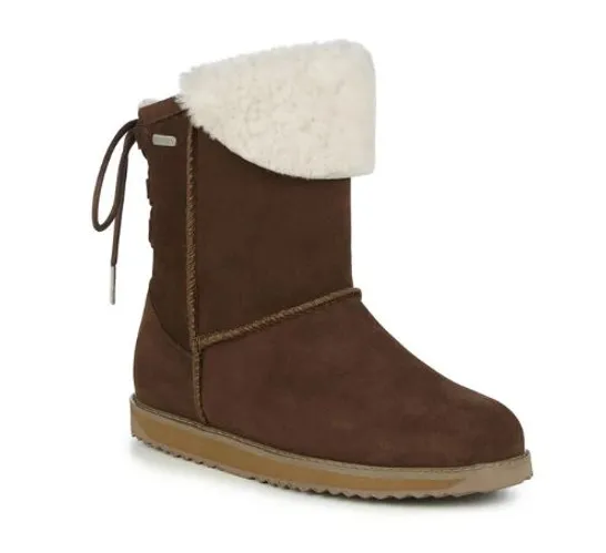 EMU AUSTRALIA BIRDWOOD WATERPROOF SHEEPSKIN BOOTS - OAK, SIZE 4