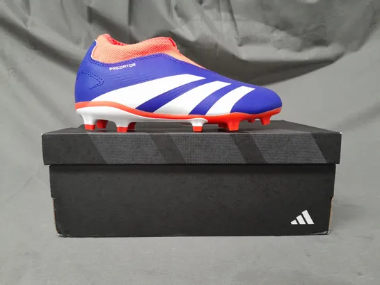 BOXED PAIR OF ADIDAS PREDATOR LEAGUE LL SHOES IN BLUE/ORANGE UK SIZE KIDS 13