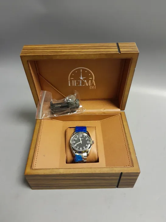 BOXED HELMA DH GENTS STAINLESS STEEL WRISTWATCH