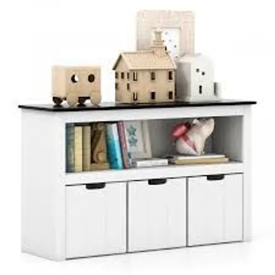 BOXED COSTWAY COSTWAY KIDS TOY STORAGE ORGANIZER WITH BLACKBOARD TOP-3-DRAWER - WHITE