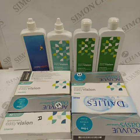 BOX TO CONTAIN APPROX. 20 X ASSORTED VISION CARE PRODUCTS. INCLUDES PACKS OF CONTACT LENSES, CLEANING SOLUTION ETC. BRANDS VARY - COLLECTION ONLY