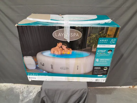 BOXED GRADE 1 BESTWAY LAY-Z-SPA PARIS WITH AIRJET SYSTEM & INTEGRATED LIGHTS - COLLECTION ONLY RRP £499.99